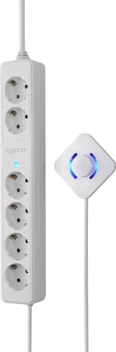 Sygonix Steckdosenleiste mit Fußschalter, 6-fach, 2 permanent, 4 schaltbar, 1.4m, weiß