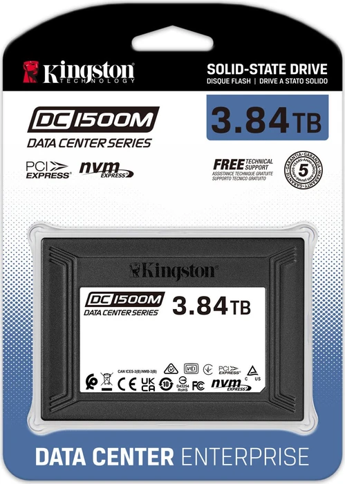 Kingston DC1500M Data Center Series Mixed-Use SSD - 1DWPD 3.84TB, 2.5" / U.2 / PCIe 3.0 x4