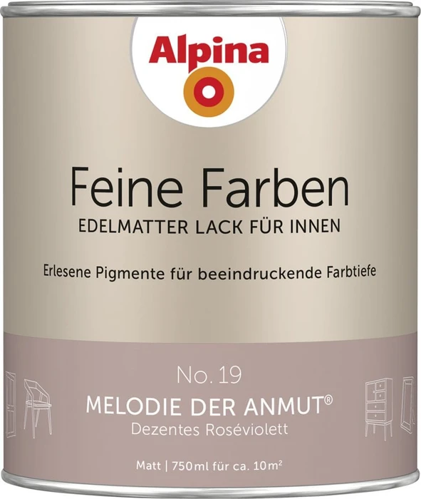 Alpina Farben Feine Farben Lack No. 19 Melodie der Anmut innen roséviolett edelmatt, 750ml