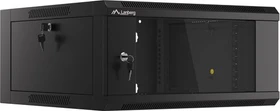 Lanberg WFFA Series 19" Rack Wandschrank 4HE, hängend, Flatpack, Glastür, IP20, RAL 9004, 600mm tief