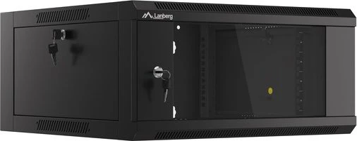 Lanberg WFFA Series 19" Rack Wandschrank 4HE, hängend, Flatpack, Glastür, IP20, RAL 9004, 600mm tief