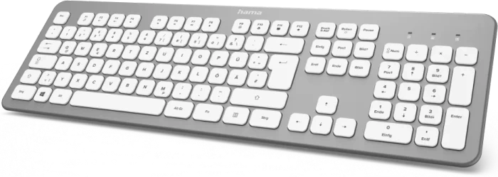 Hama KW-700 Wireless Slim-Design Tastatur, silber/weiß, USB, DE