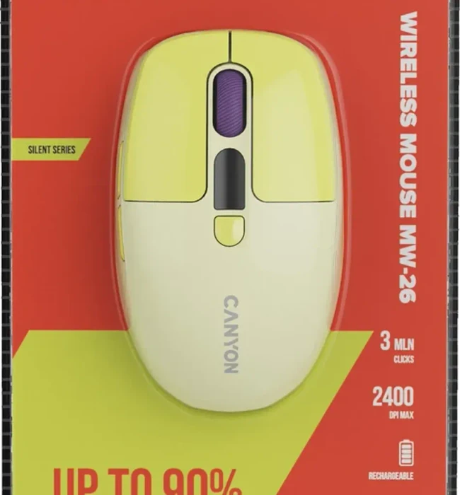 Canyon MW-26 Wireless Mouse gelb, USB/Bluetooth