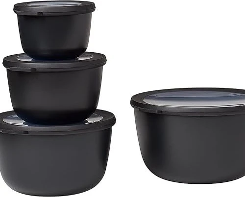 Mepal Multischüssel Cirqula rund hoch Aufbewahrungsbehälter-Set nordic black, 4-tlg.