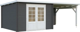Palmako Ella 8.7+8.2m² Gartenhaus mit Schleppdach dunkelgrau/weiß
