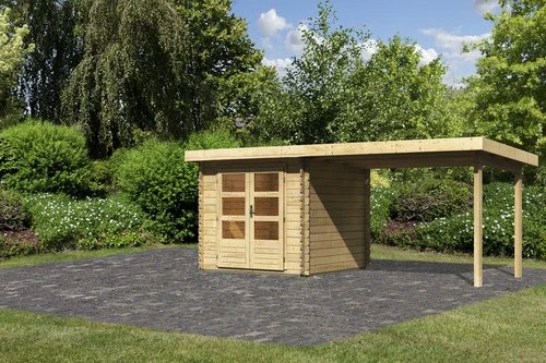 Karibu Bastrup 2 Gartenhaus inkl. Anbau 3m natur