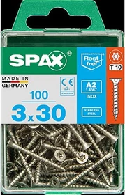 Spax Edelstahl rostfrei A2 4CUT T-STAR plus T10 Universalschraube, 3x30mm, 100 Stück