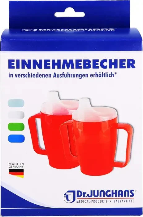 Dr. Junghans Medical Einnehmebecher mit 2 Griffen und 2x Deckel 4+12mm grün, 250ml