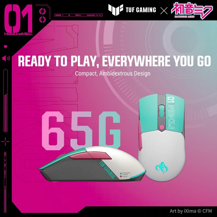 ASUS TUF Gaming Mini Wireless Mouse Hatsune Miku Edition, USB/Bluetooth