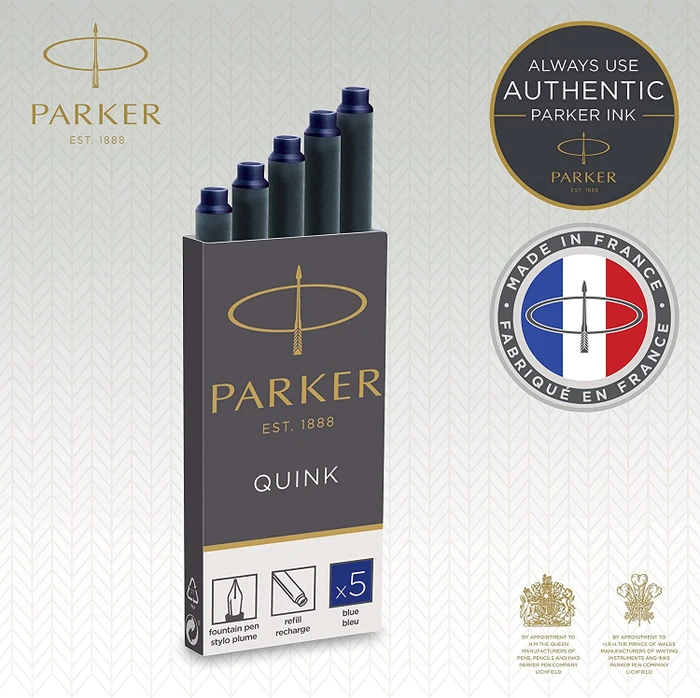 Parker Quink Großraum-Tintenpatrone blau, 5er-Pack