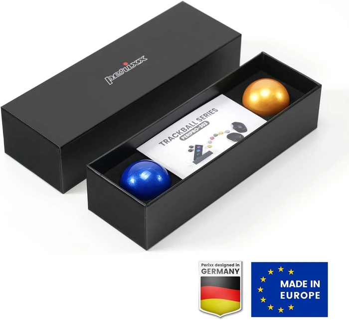 Perixx PERIPRO-303X2B 34mm für Perimice und Logitech M570, Ersatz-Trackball, 1x gold, 1x blau, 2er-Set