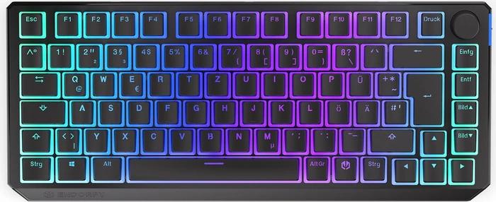Endorfy Thock 75% Wireless Pudding, PBT, LEDs RGB, hot-swap, Kailh Box BLACK, USB/Bluetooth, DE