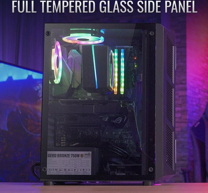 AeroCool Prime, inkl. 2x Lüfter, Glasfenster