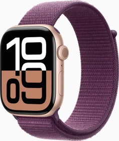 Apple Watch Series 10 (GPS) 46mm Aluminium rosegold mit Sport Loop Pflaume