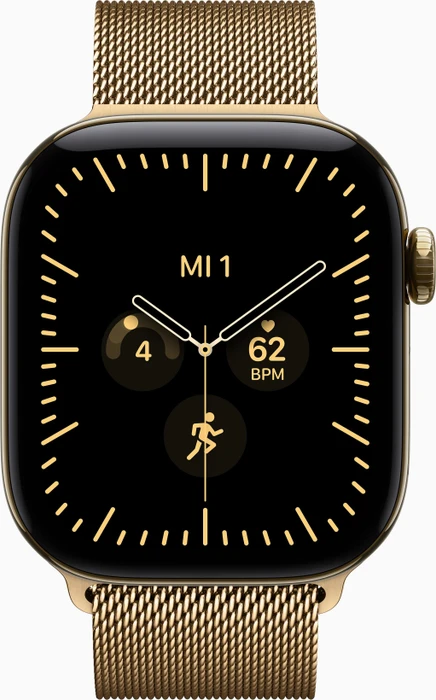Apple Watch Series 12 (GPS + Cellular) 42mm Titan brillantgold mit Milanaise-Armband brillantgold