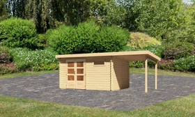 Karibu Bastrup 8 Gartenhaus inkl. Anbau 2m natur