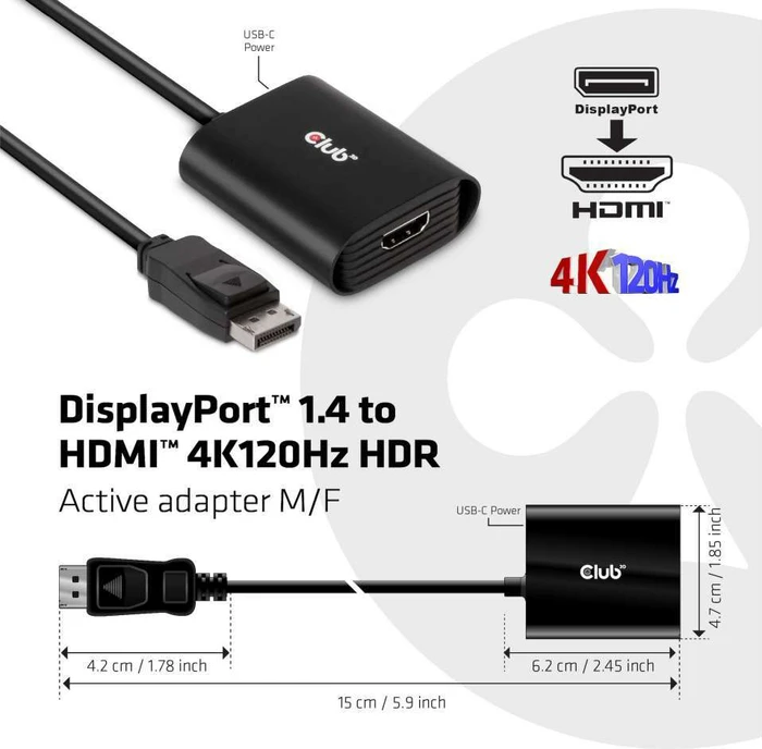 Club 3D DisplayPort 1.4 Stecker auf HDMI 2.1 Buchse