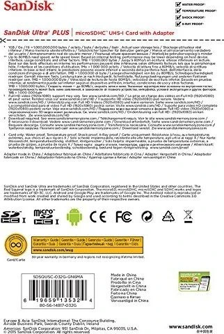 SanDisk Ultra PLUS R80 32GB Kit, UHS-I U1, Class 10