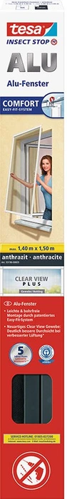 tesa Insect Stop ALU Comfort Fliegengitterfentster 140x150cm anthrazit