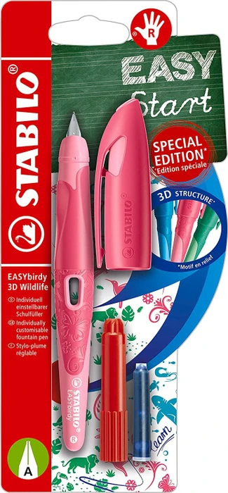 STABILO EASYbirdy 3D Wildlife Special Edition rosa, rechte Hand, Anfänger, Blister