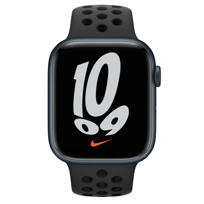 Apple Watch Nike Series 7 (GPS + Cellular) 45mm Aluminium Mitternacht mit Sportarmband anthrazit/schwarz