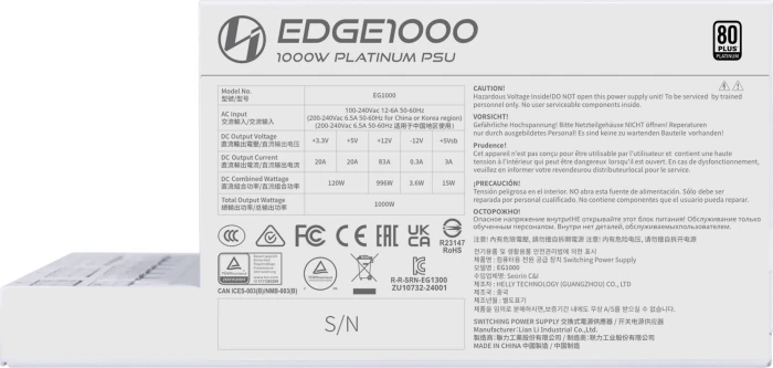 Lian Li EDGE Platinum 1000 weiß 1000W, ATX 3.1