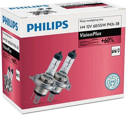 Philips VisionPlus H4 55W, 2er-Pack Faltschachtel