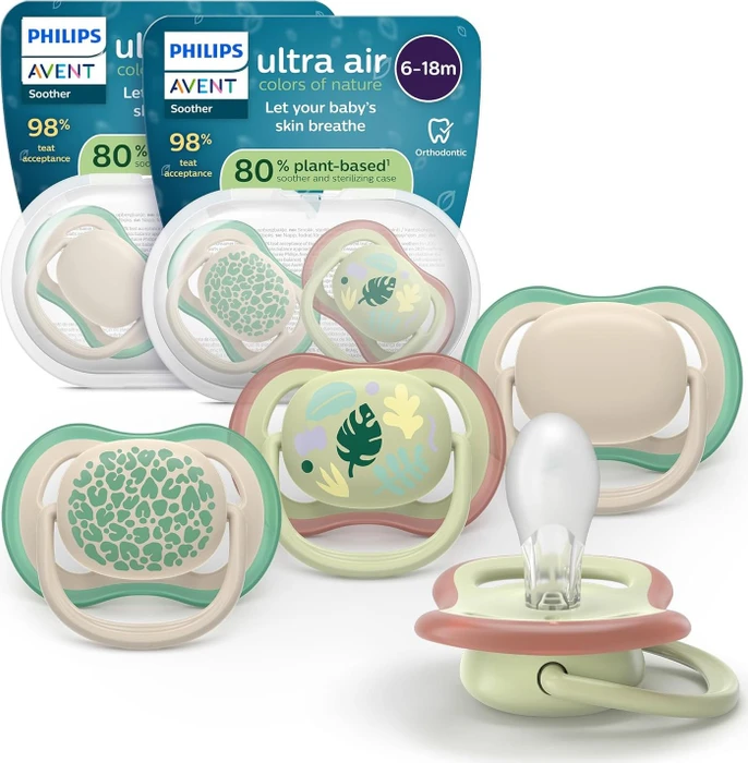 Philips Avent SCF087/26 Ultra Air Beruhigungsschnuller, 0-6M, Silikon, 4 Stück