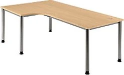 Hammerbacher Ergonomic Plus H-Serie VHS82/6/S Eckschreibtisch 200x120cm Buche/silber