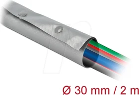 DeLOCK Kabelschutzschlauch mit Knopfverschluss, hitzebeständig, 30mm, 2m, grau/schwarz