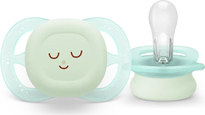 Philips Avent SCF075/18 ultra start Nighttime Beruhigungsschnuller, 0-2M, Silikon, blau/grün, 2 Stück