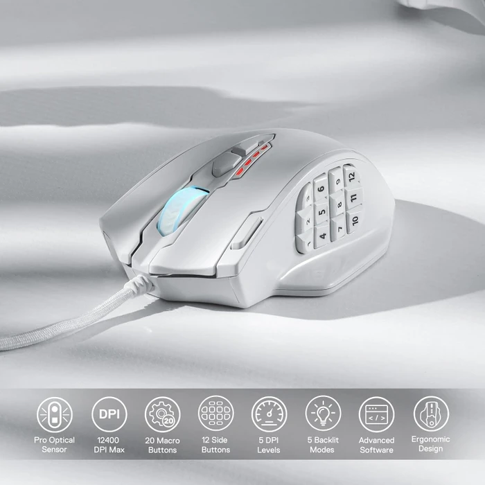 Redragon M908 Impact RGB MMO weiß, USB