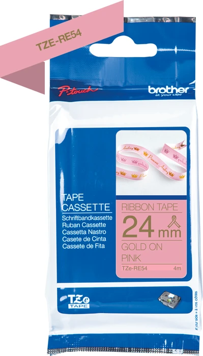 Brother TZe-RE54 Beschriftungsband, 24mm, gold/rosa
