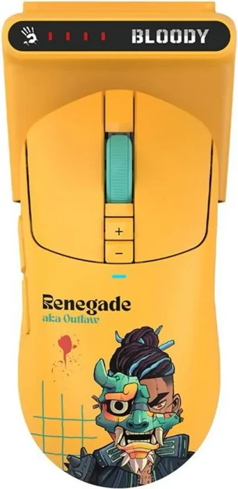 A4Tech Bloody R72 Ultra Duo Wireless Gaming Mouse mit Ladestation, Renegade Sunset, USB