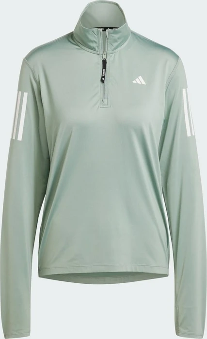 adidas Own The Run Half-Zip Laufshirt langarm silver green (Damen)