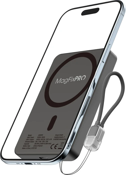 XLayer MagFix Pro Powerbank Ultra Slim 10000mAh schwarz
