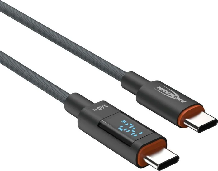 Ansmann USB-C Kabel, USB 2.0, 480Mb/s, 140W PD 3.1, USB-C Stecker auf USB-C Stecker, schwarz, 1.2m