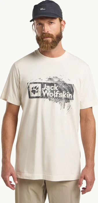 Jack Wolfskin Brand T-Shirt kurzarm wood cotton white (Herren)