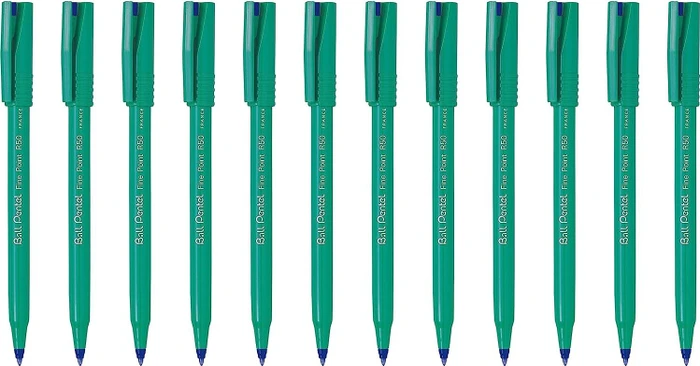 Pentel Ball Fine Point R50 0.4mm blau Tintenroller (Mine), 12er-Pack