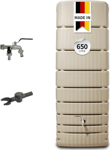 4rain Slim Wandtank-Regenwassertank 650l sandbeige
