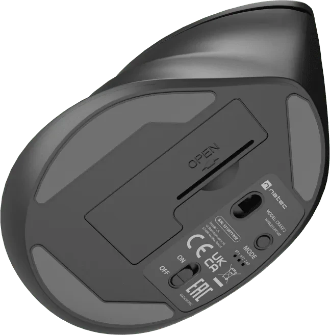 Natec Crake 2 Vertical Wireless Mouse schwarz, USB/Bluetooth