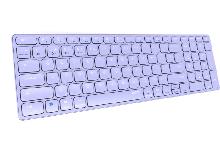 Rapoo E9700M Multi-mode Wireless Ultra-slim Keyboard violett, USB/Bluetooth, DE