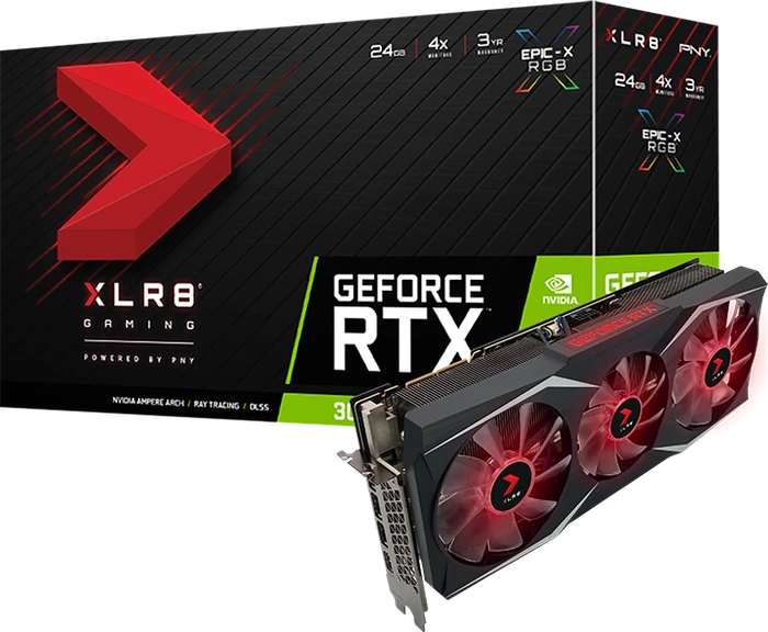 PNY GeForce RTX 3090 Ti XLR8 Gaming Uprising Epic-X RGB Triple Fan, 24GB GDDR6X, HDMI, 3x DP