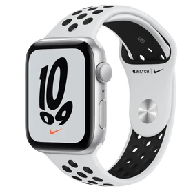 Apple Watch Nike SE (GPS) 44mm silber mit Sportarmband Pure Platinum/schwarz