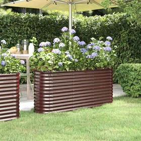 vidaXL Stahl Hochbeet oval 152x40cm braun