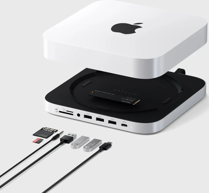 Satechi Stand & Hub für Mac Mini / Studio mit NVMe, Silber, USB-C 3.1 [Stecker]