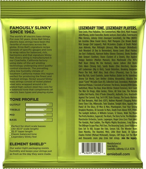 Ernie Ball Nickel Wound Bass Regular Slinky Short Scale