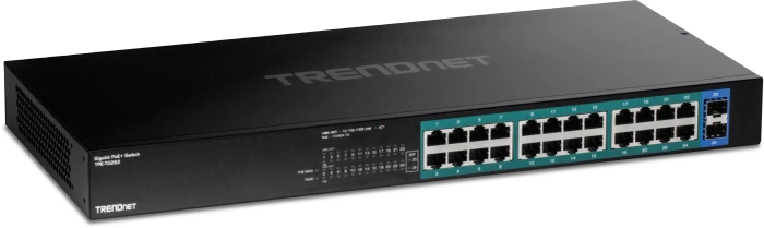 TRENDnet TPE-TG Rackmount Gigabit Switch, 24x RJ-45, 2x SFP, 380W PoE+