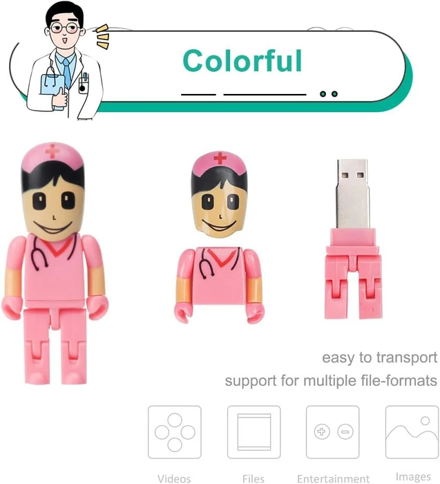 Diverse USB-Sticks Cartoon Krankenschwester 16GB rosa, USB-A, USB 3.2 Gen 1×1