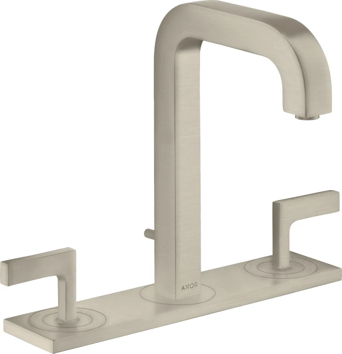 Hansgrohe Axor Citterio 3-Loch Waschbeckenarmatur mit Hebelgriffen und Platte brushed nickel